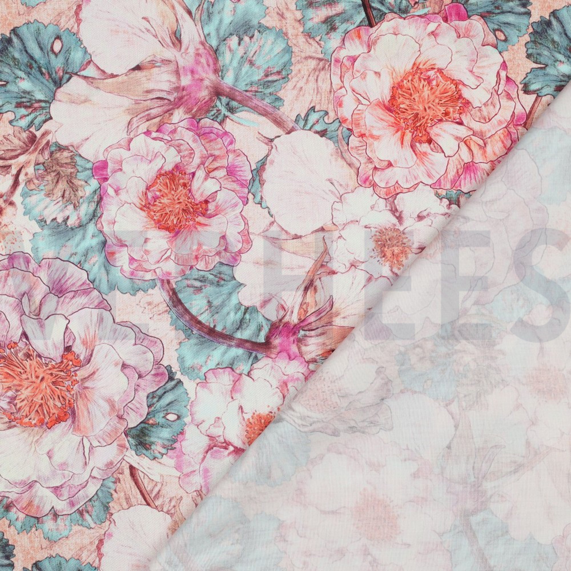 COTTON SATIN DIGITAL JAPANESE ANAMONE NERIDA HANSEN CORAL (high resolution) #4