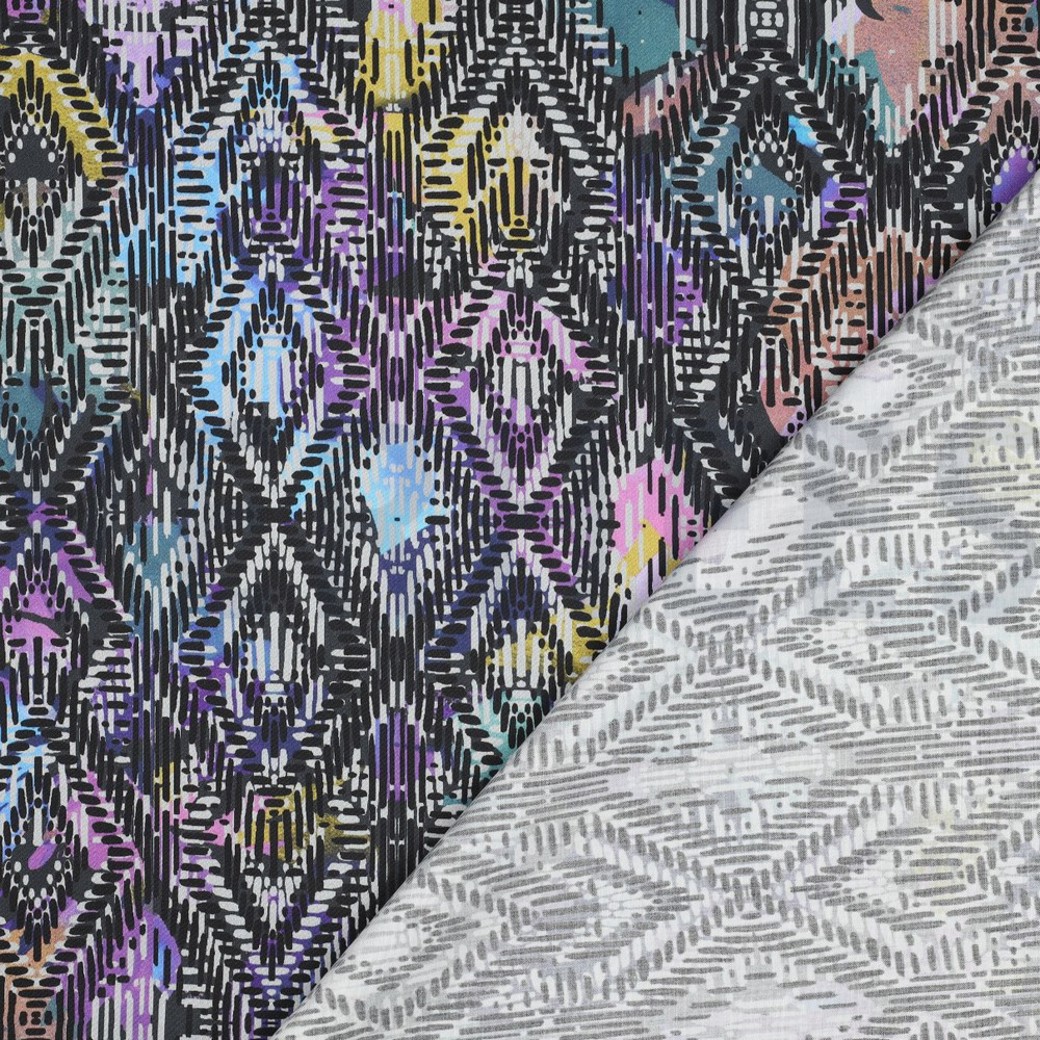 COTTON SATIN DIGITAL GEOMETRIC NAVY #4