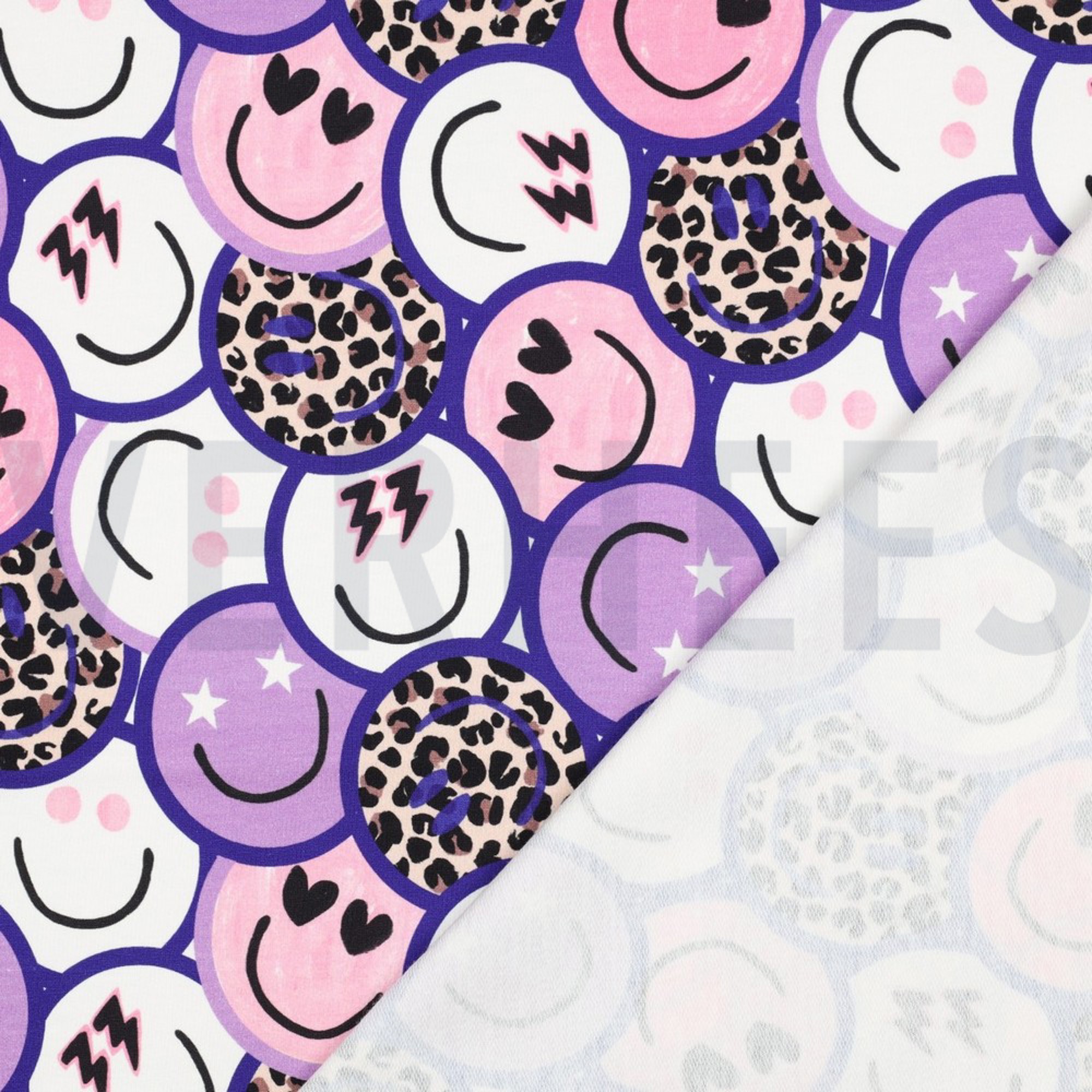 FRENCH TERRY DIGITAL HAPPY FACES PURPLE (high resolution) #4