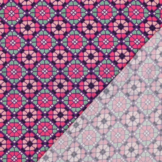 LENZING™ ECOVERO™ DIGITAAL GEOMETRISCH FUCHSIA #7