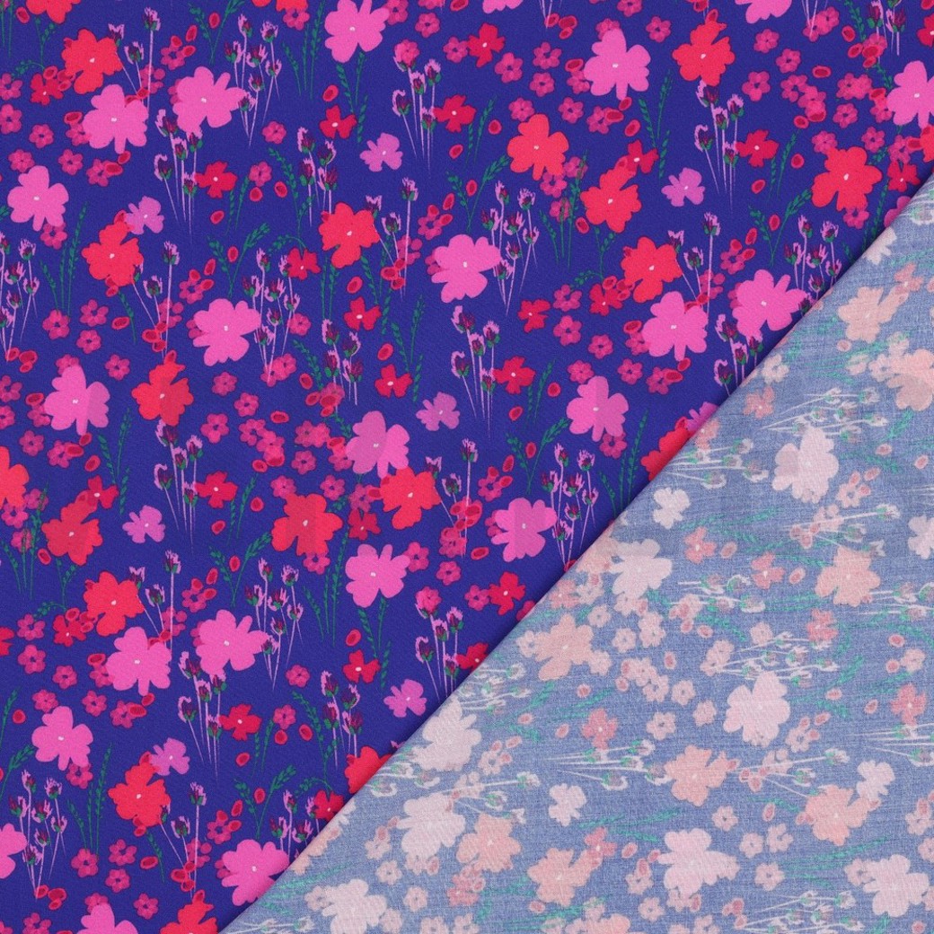 LENZING ECOVERO DIGITAL FLOWERS COBALT #4