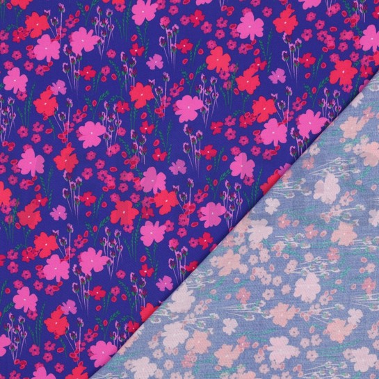 LENZING™ ECOVERO™ DIGITAL BLUMEN KOBALTBLAU #7