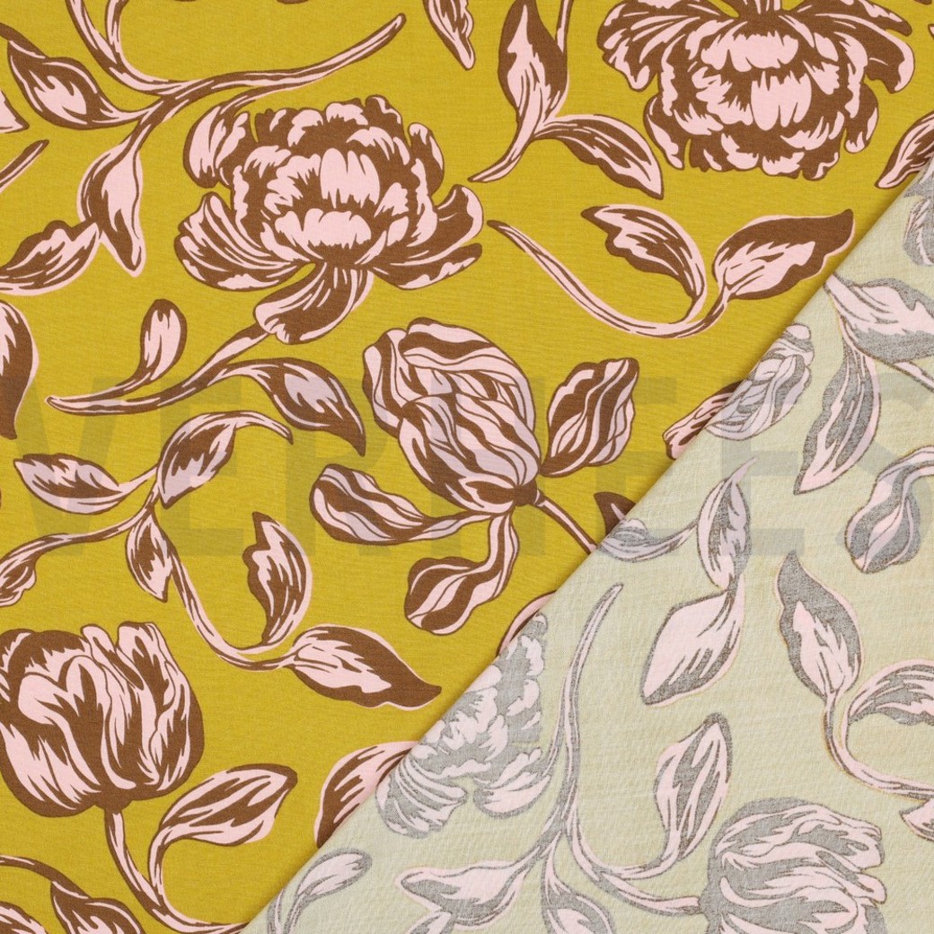 LENZING ECOVERO FLOWERS OCHRE #4