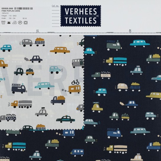 BAUMWOLLE POPELINE AUTOS MARINEBLAU #7