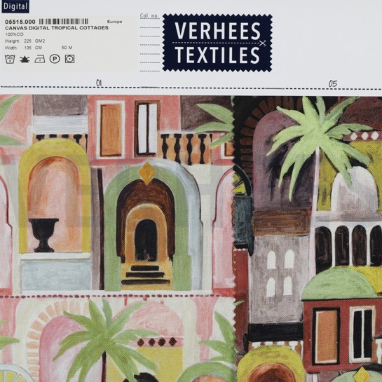 CANVAS DIGITAL TROPICAL COTTAGES BRICK #7