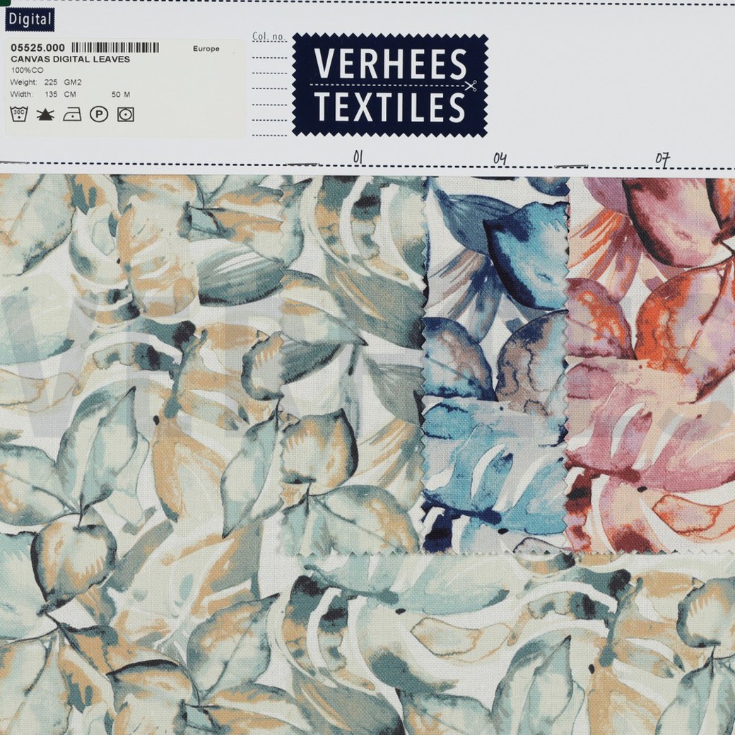 CANVAS DIGITAL LEAVES BLUE #4