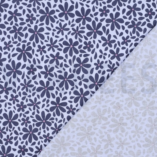 MUSSELIN BLUMEN JEANSBLAU #7