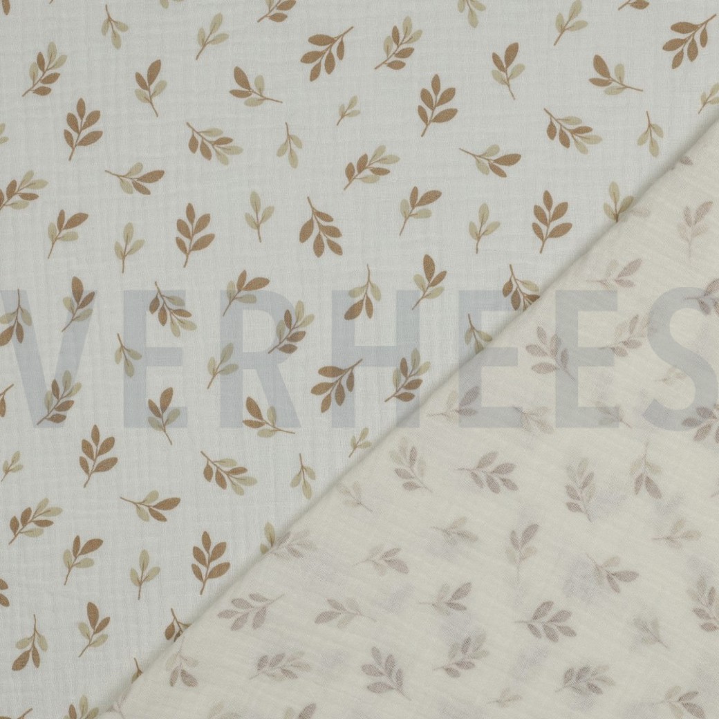 DOUBLE GAUZE LEAVES TAUPE #4