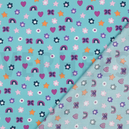 BAUMWOLLE POPELINE LIEBE HELL PETROL #7