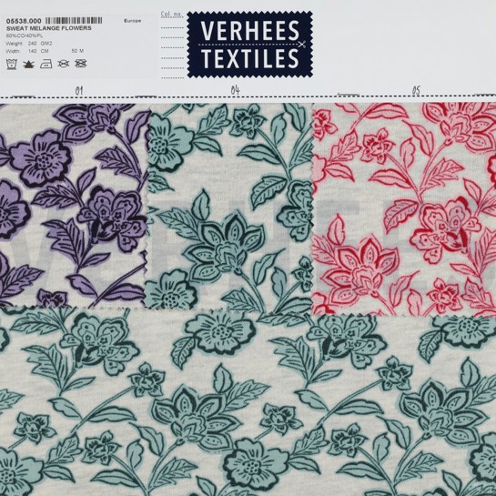 SWEAT MELANGE FLOWERS ECRU MELANGE-PURPLE #7