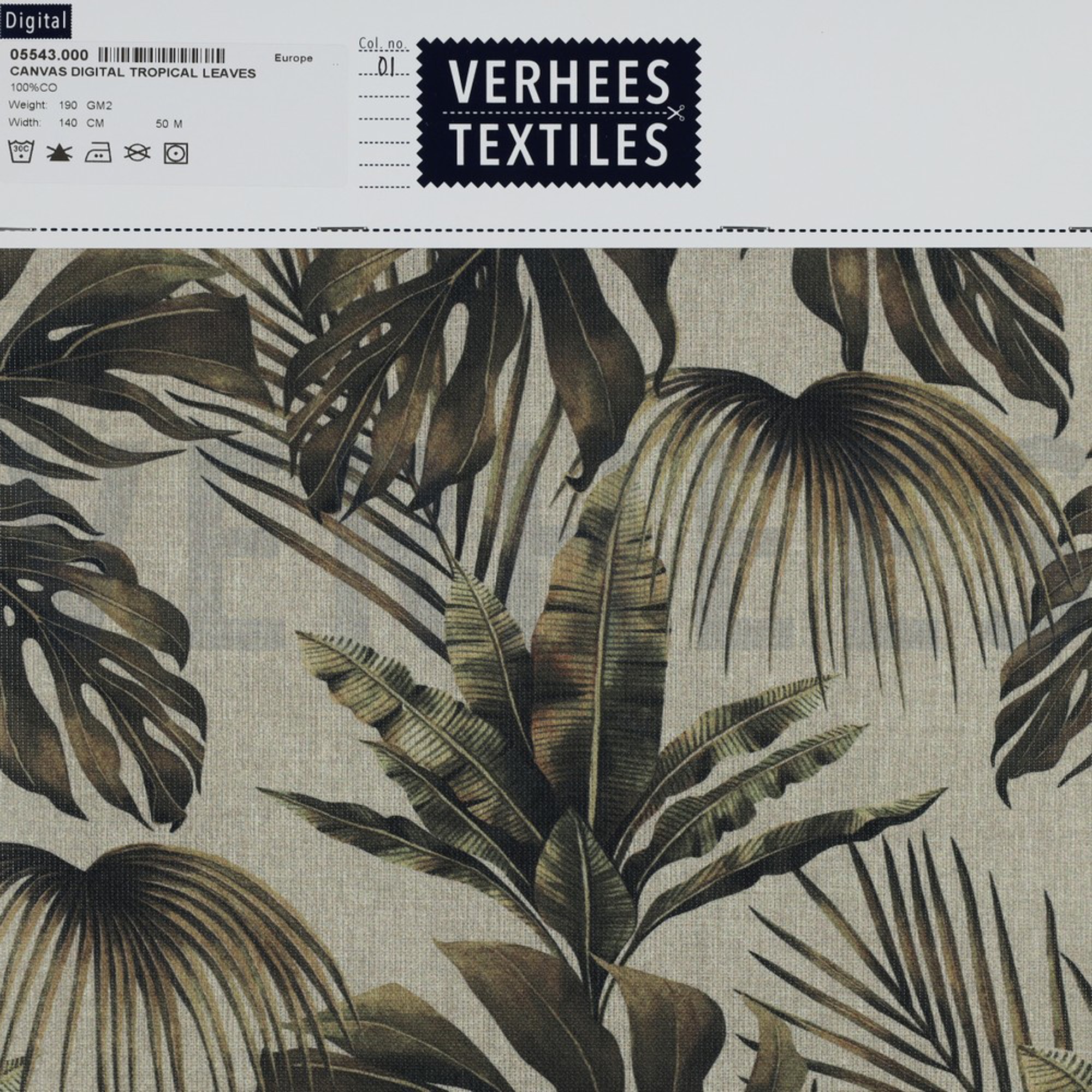 CANVAS DIGITAL TROPICAL LEAVES LINEN (high resolution) #4