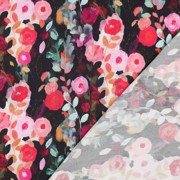 VISCOSE SATIN DIGITAL FLOWERS BLACK (thumbnail) #4