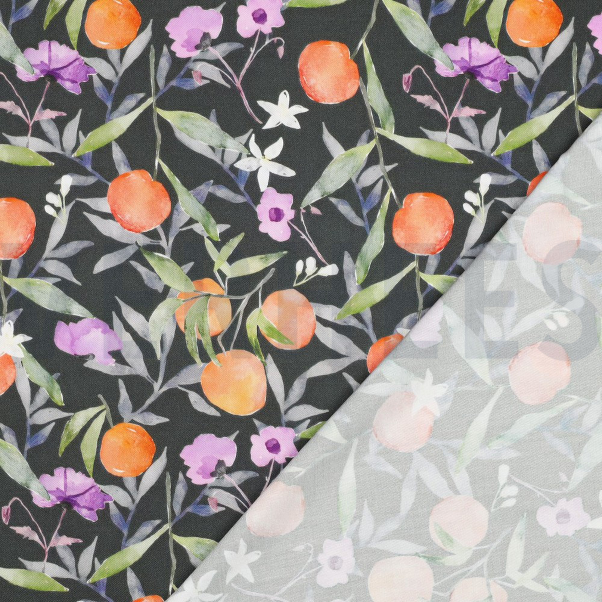 VISCOSE SATIN DIGITAL LEAVES DARK GREEN (high resolution) #4