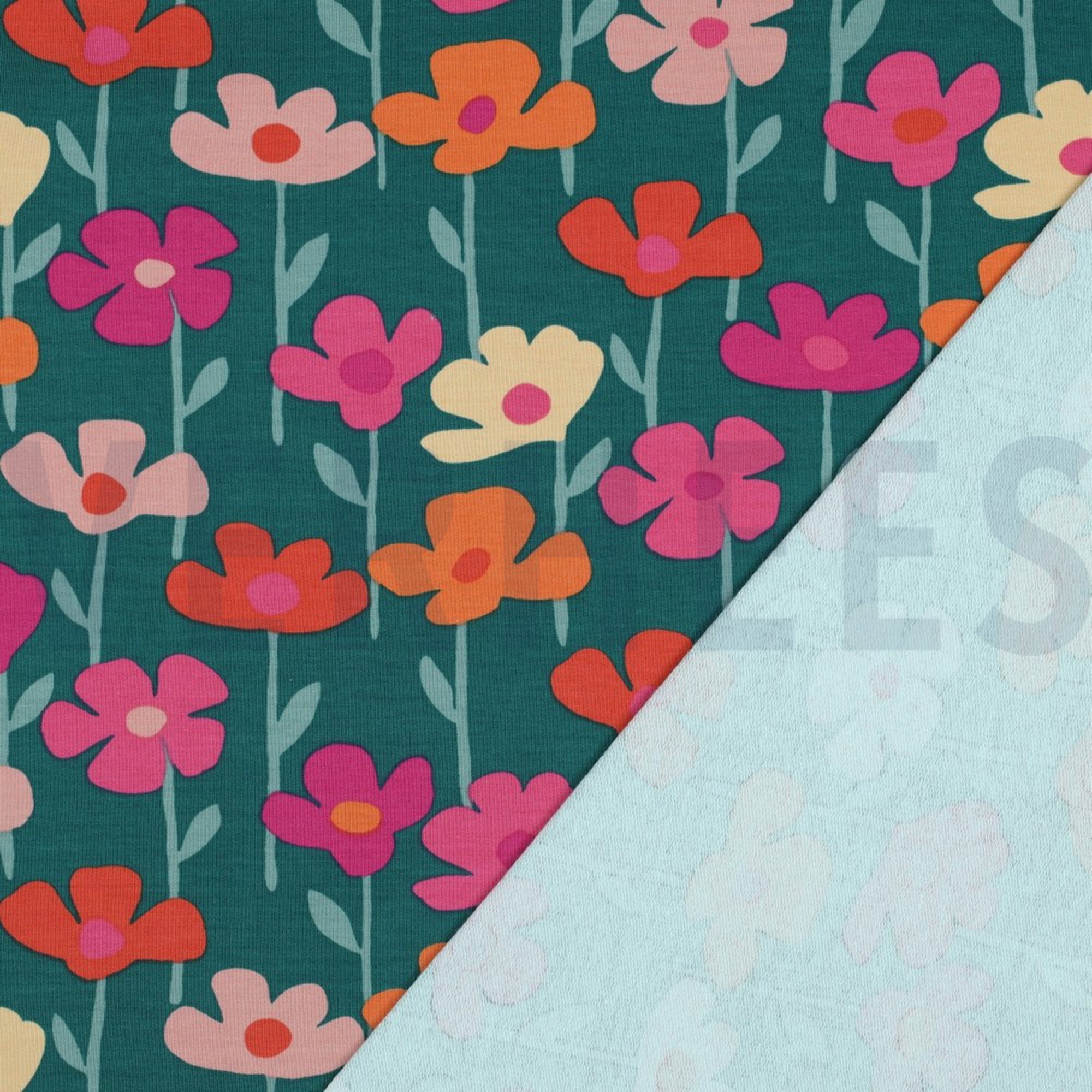 FRENCH TERRY FLOWERS DARK GREEN (high resolution) #4
