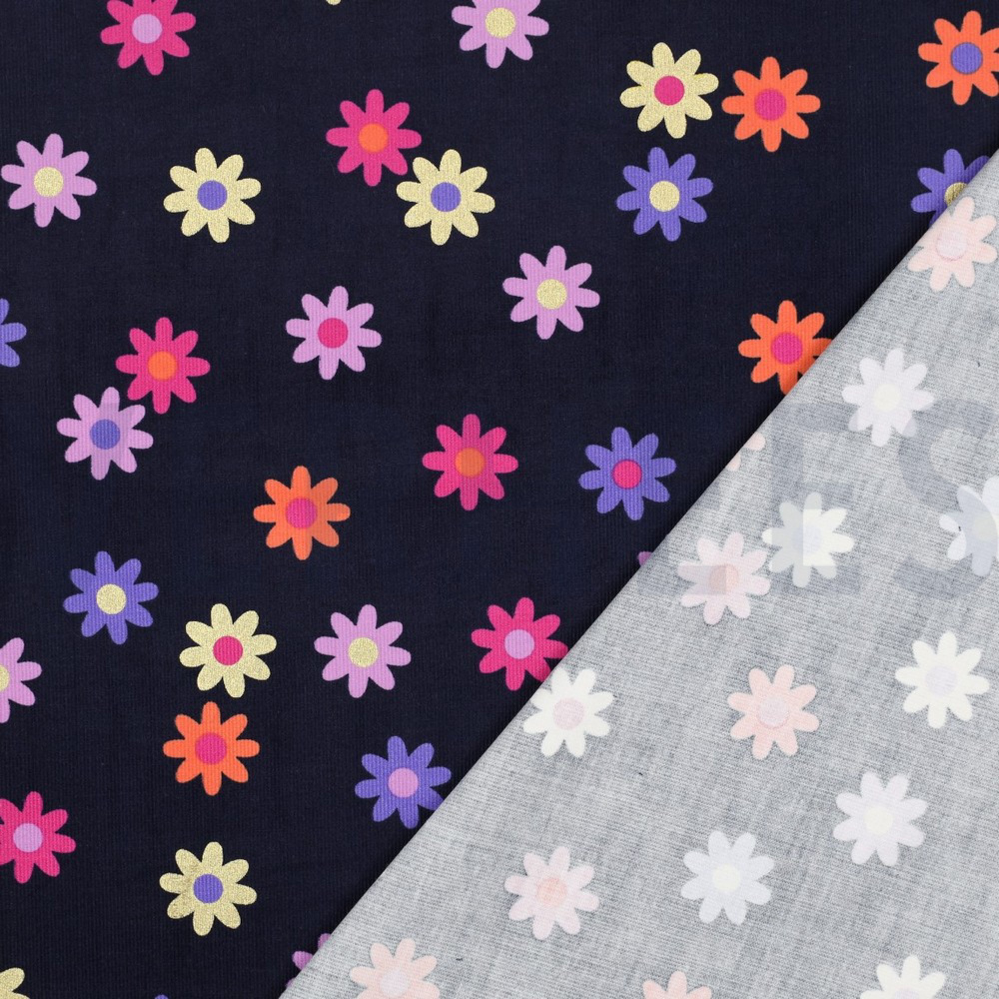 BABYCORD FOIL FLOWERS NAVY (high resolution) #4