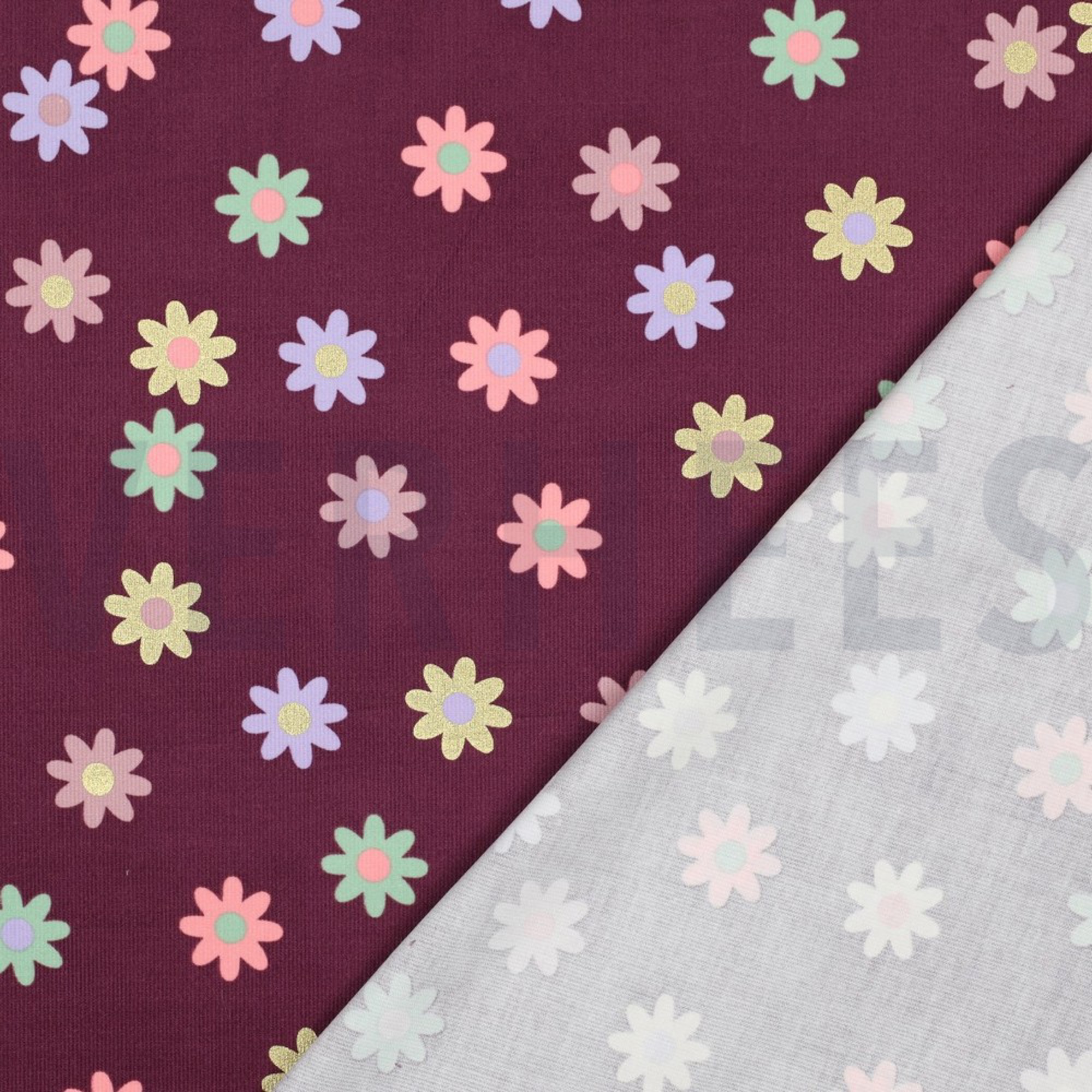 BABYCORD FOIL FLOWERS BORDEAUX (high resolution) #4