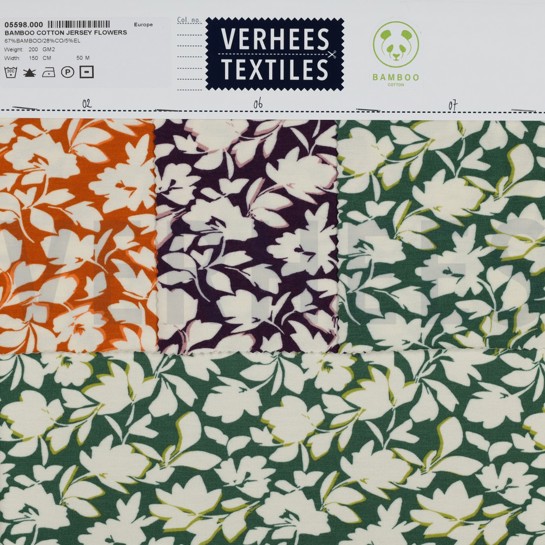 BAMBOU COTON JERSEY FLEURS CITROUILLE #7
