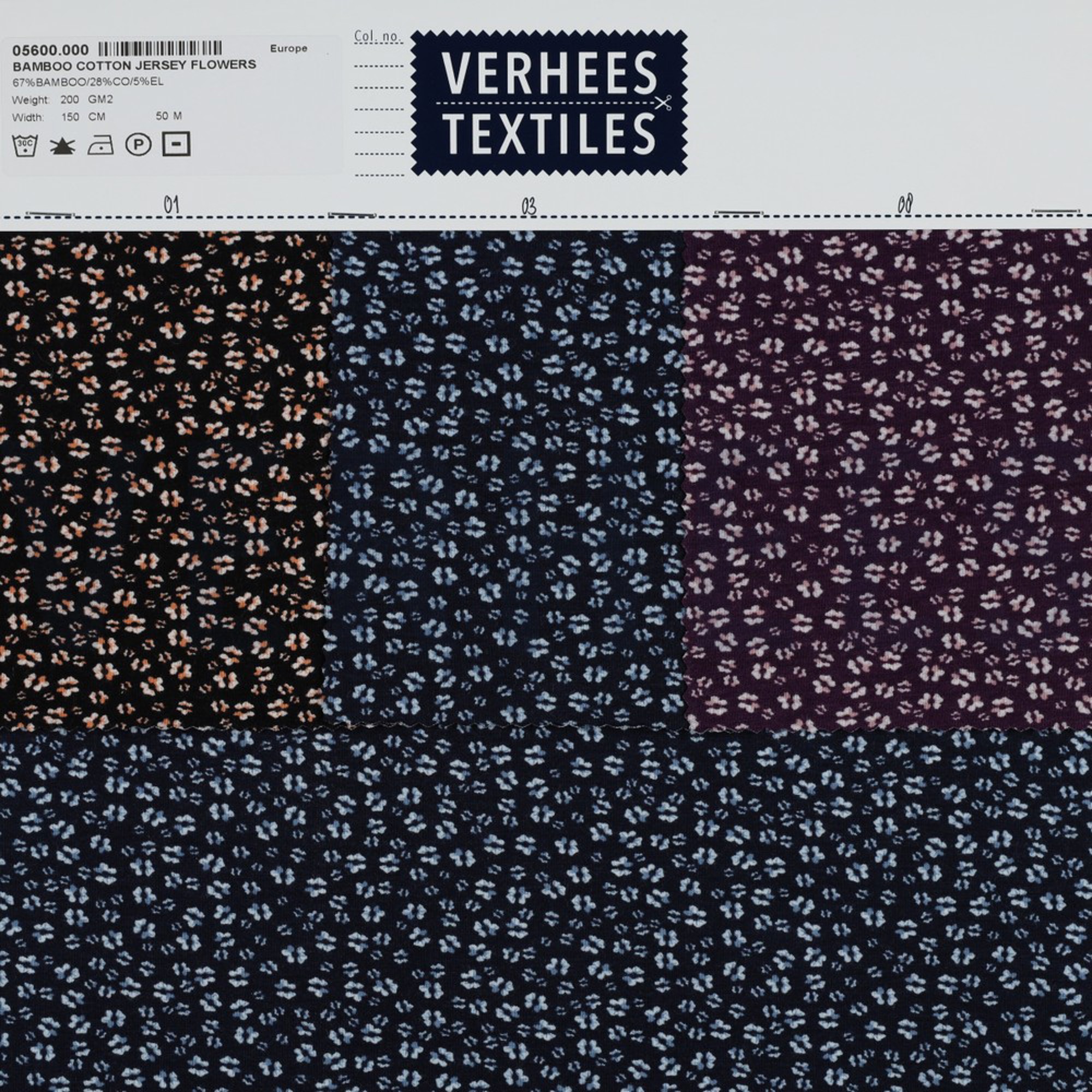 BAMBOO COTTON JERSEY FLOWERS DARK PURPLE (high resolution) #4