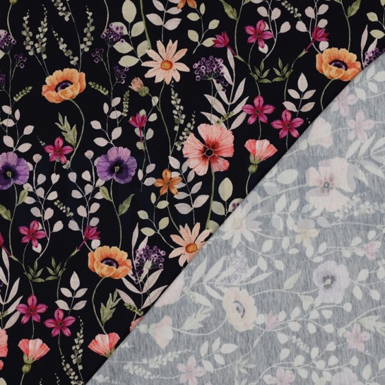 JERSEY DIGITAL FLOWERS NAVY #7