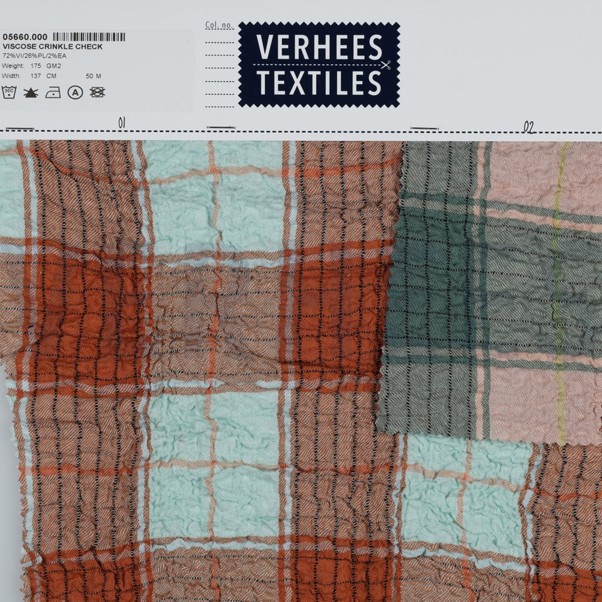 VISCOSE CRINKLE CHECK PEACH (high resolution) #4