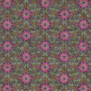 COTTON VOILE STEPPED FLOWERS PURPLE / ARMY GREEN (thumbnail) #4