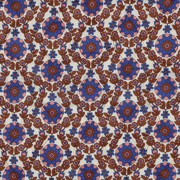 COTTON VOILE STEPPED FLOWERS CARAMEL / COBALT (thumbnail) #4
