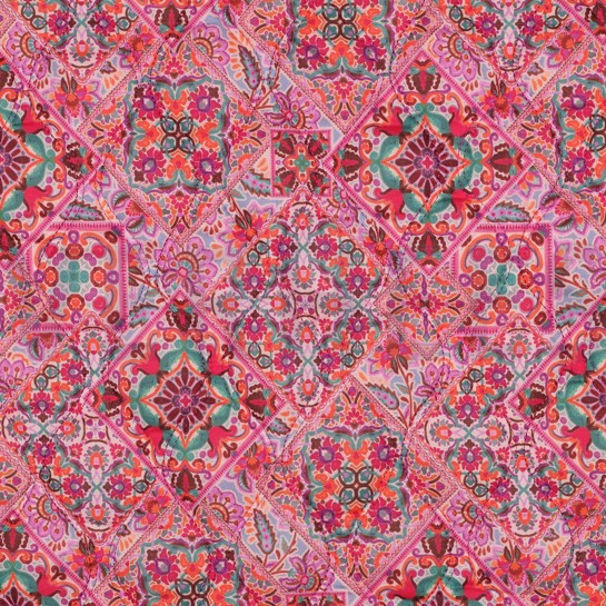 COTTON VOILE STEPPED DIGITAL PATCHWORK PINK #7