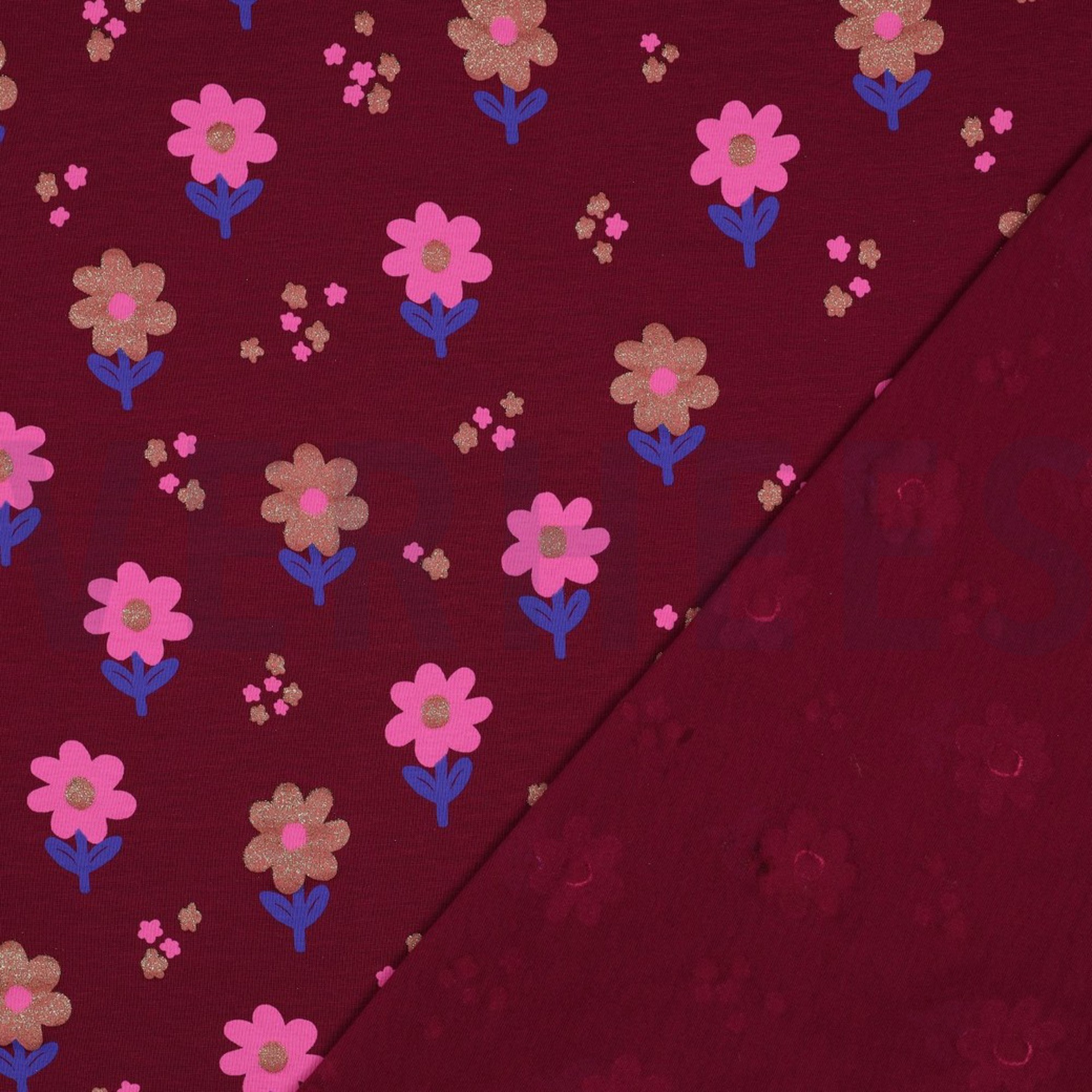 JERSEY GLITTER FLOWERS BORDEAUX (high resolution) #4