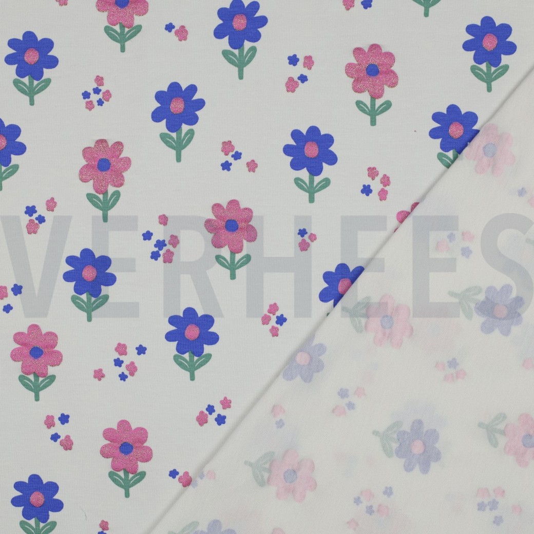 JERSEY GLITTER FLOWERS OFF-WHITE #4