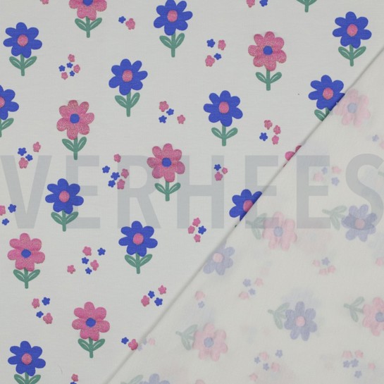 JERSEY GLITTER FLOWERS OFF-WHITE #7