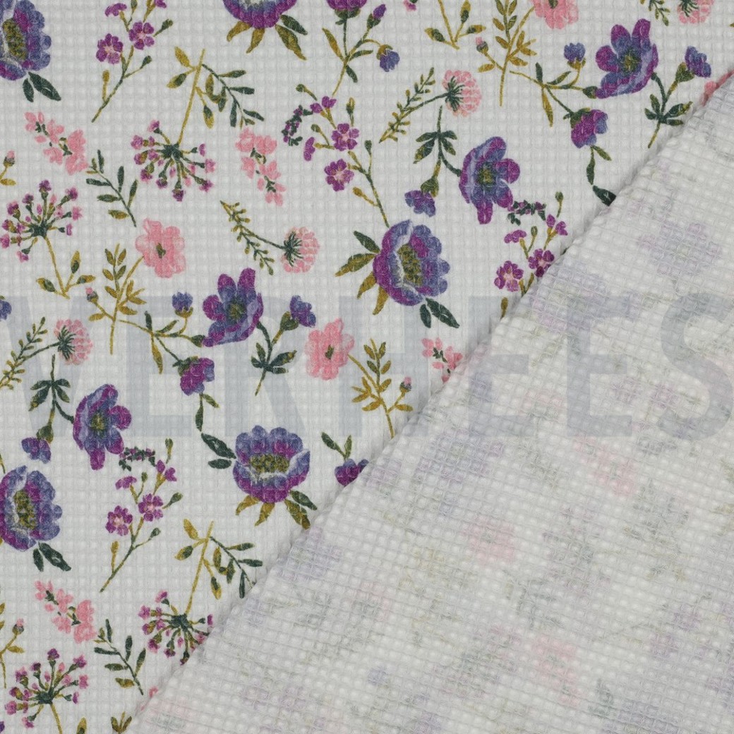 COTTON WAFFLE DIGITAL FLOWERS WHITE #4