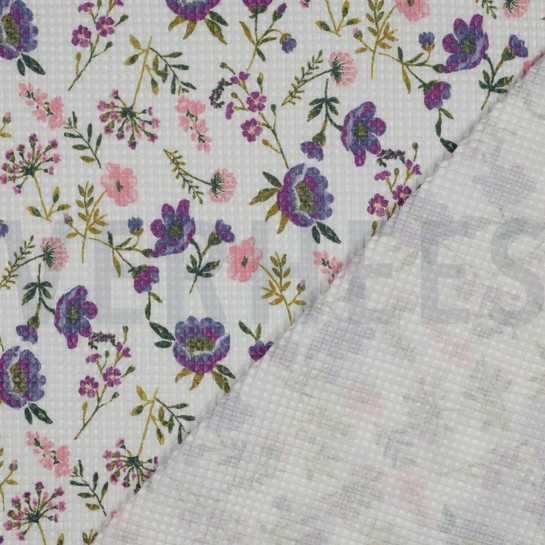 COTTON WAFFLE DIGITAL FLOWERS WHITE #7