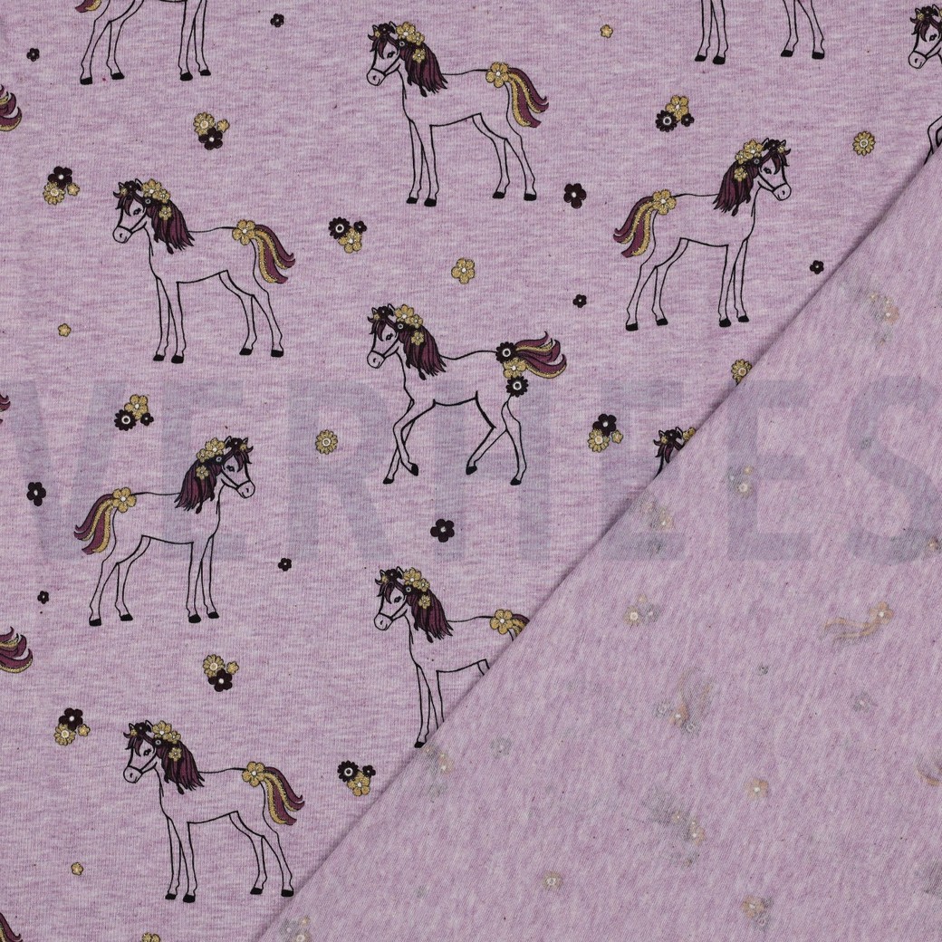 JERSEY MELANGE GLITTER HORSES PURPLE #4