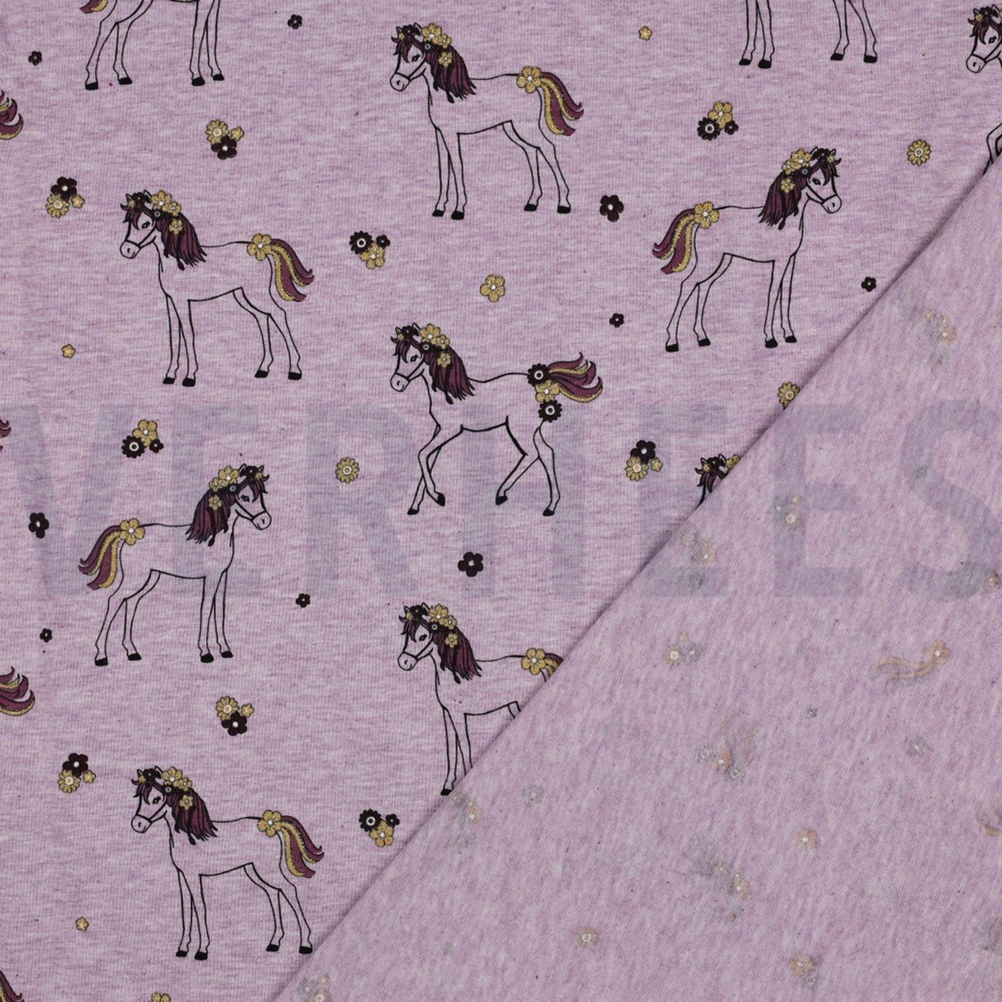 JERSEY MELANGE GLITTER HORSES PURPLE (high resolution) #4