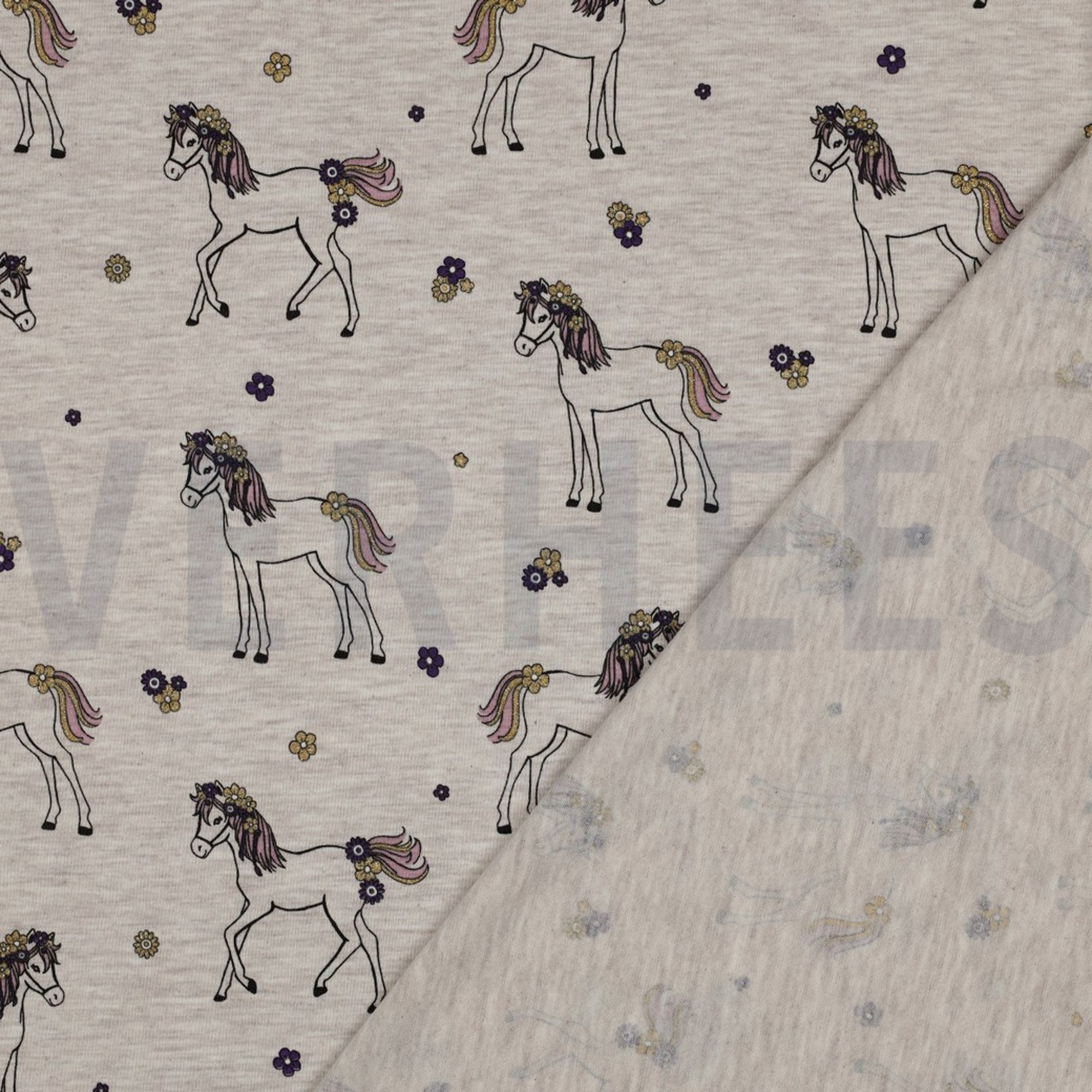 JERSEY MELANGE GLITTER HORSES LIGHT SAND (high resolution) #4