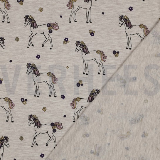 JERSEY MELANGE GLITTER HORSES LIGHT SAND #7