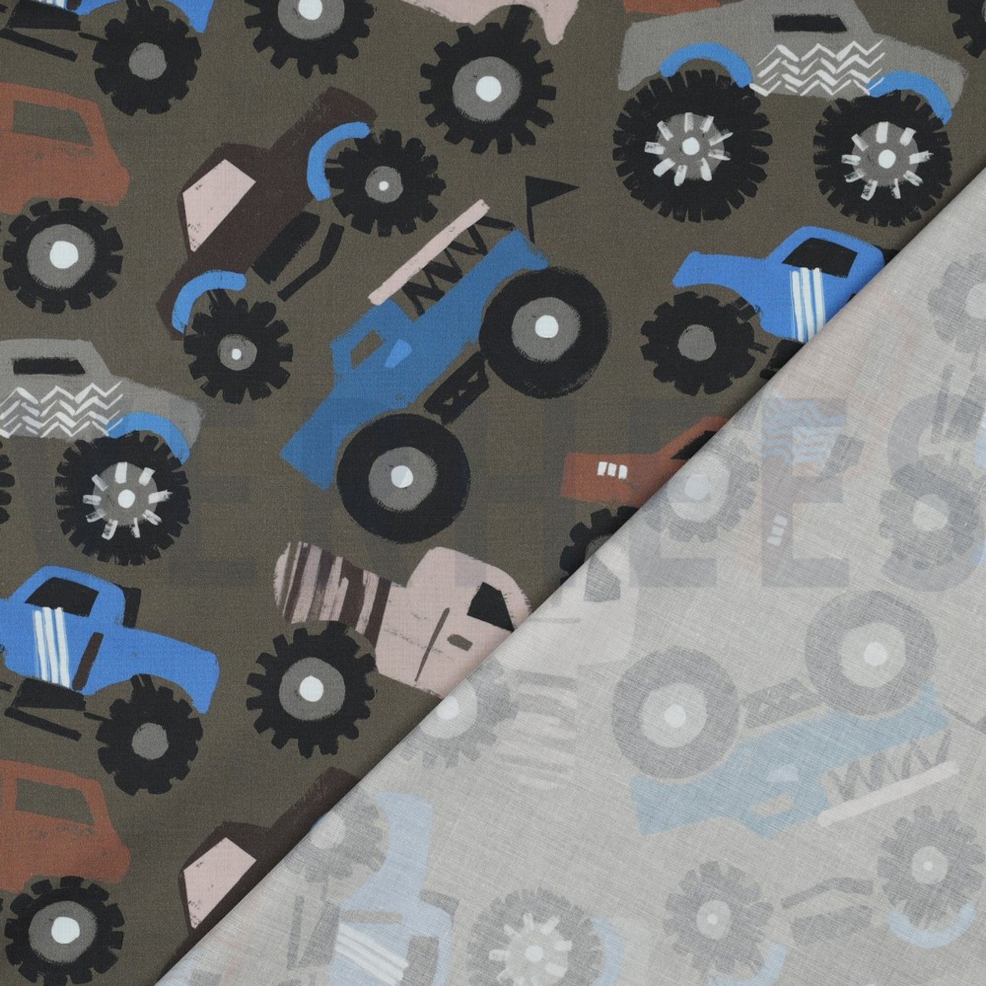 FINE POPLIN DIGITAL MONSTERTRUCKS ARMY GREEN (high resolution) #4