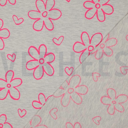 JERSEY MELANGE NEON FLOWERS ECRU #7