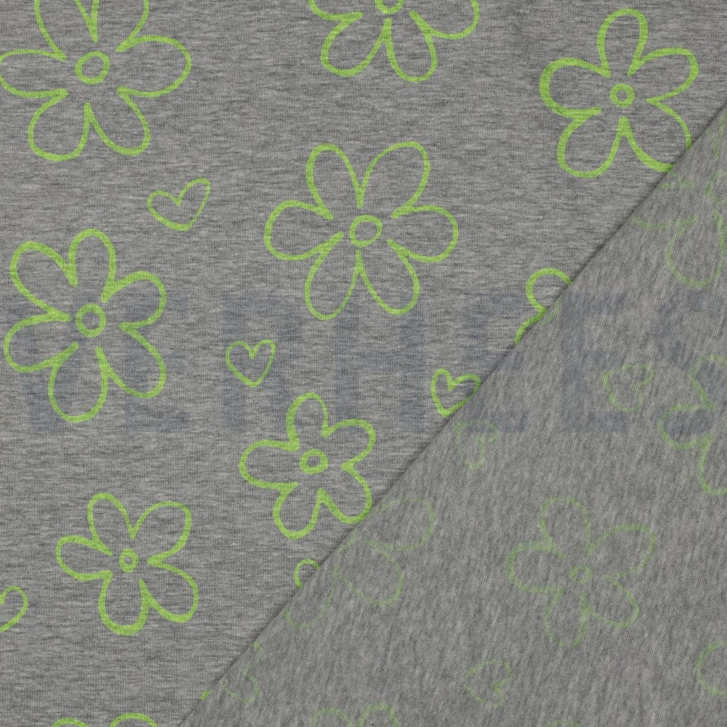 JERSEY MELANGE NEON FLOWERS LIGHT GREY #4