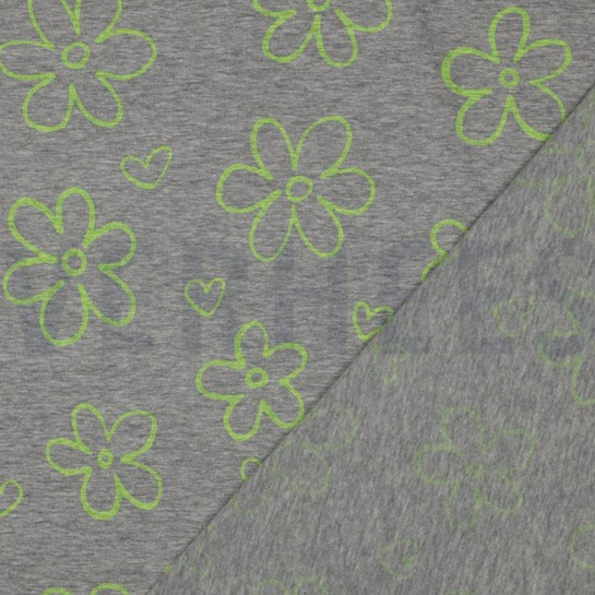 JERSEY MELANGE NEON FLOWERS LIGHT GREY #7