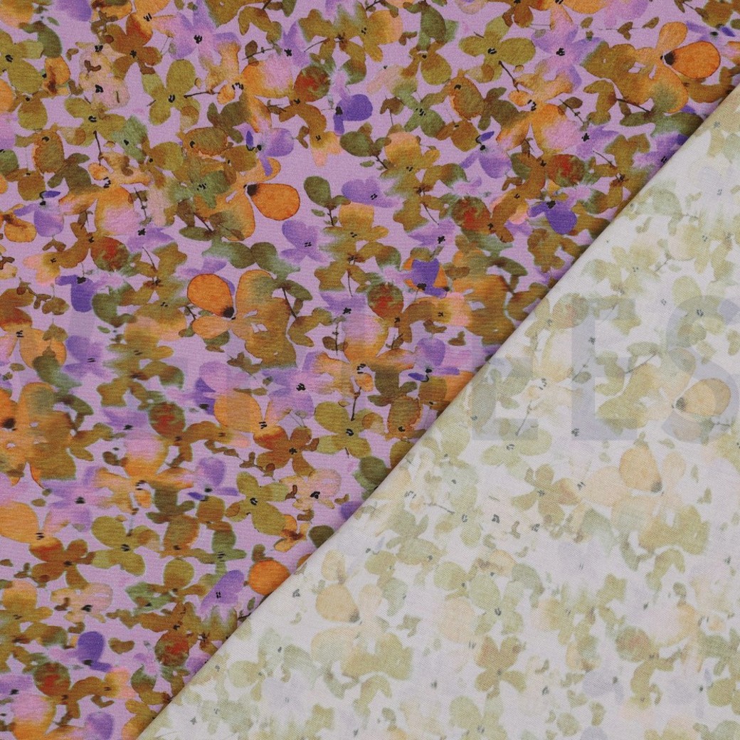 VISCOSE STRETCH DIGITAL FLOWERS LAVENDER #4