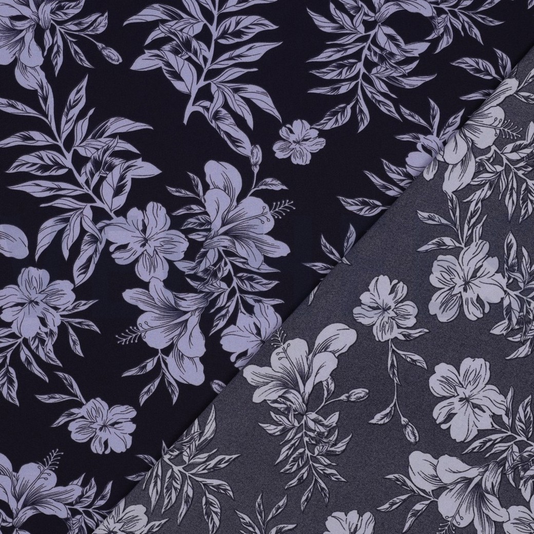 MAGNOLIA STRETCH TROPICAL FLOWERS NAVY #4