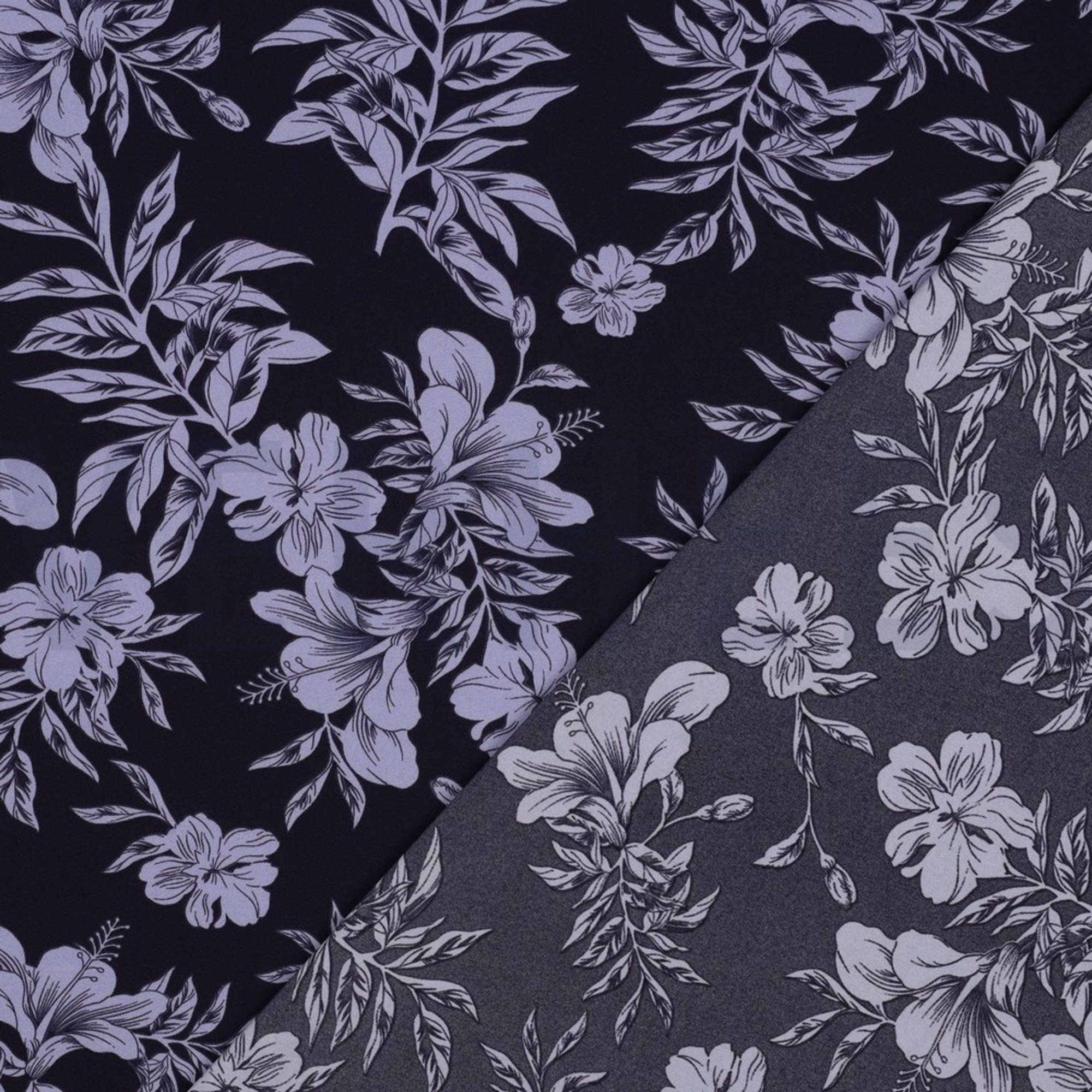 MAGNOLIA STRETCH TROPICAL FLOWERS NAVY (high resolution) #4