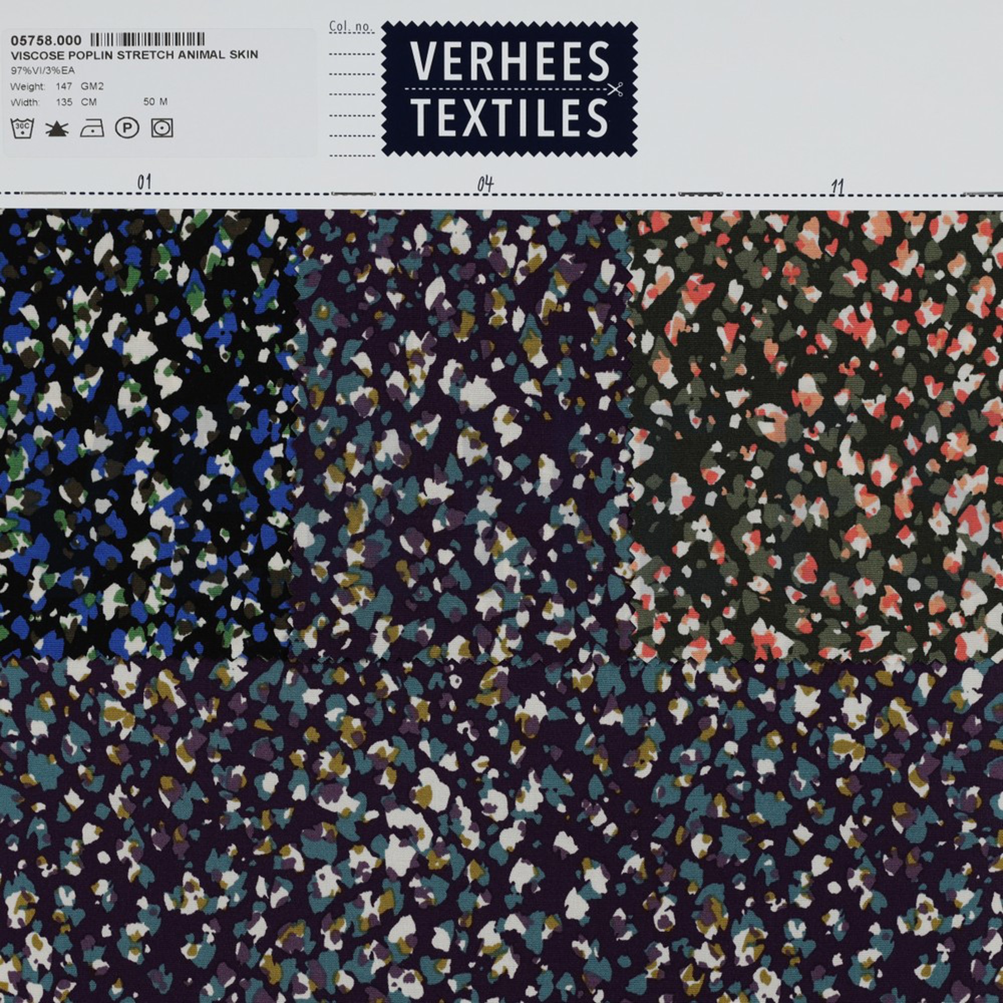 VISCOSE POPLIN STRETCH ANIMAL SKIN AUBERGINE (high resolution) #4