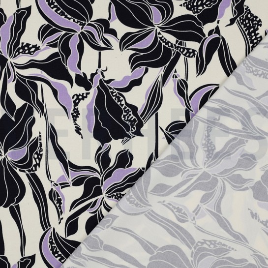 VISCOSE ROSELLA STRETCH FLOWERS ECRU #7