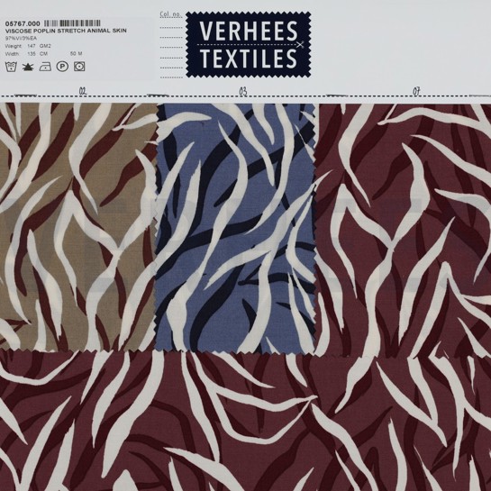 VISKOSE POPELINE STRETCH TIERHAUT JEANSBLAU #7