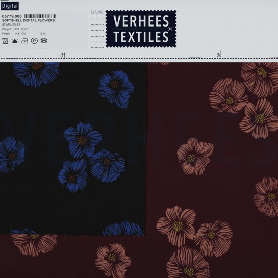 SOFTSHELL DIGITAL BLUMEN SCHWARZ #7