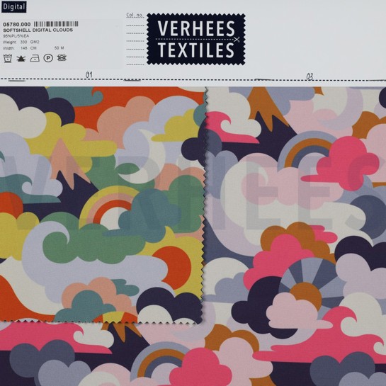 SOFTSHELL DIGITAAL WOLKEN LICHT LILA #7