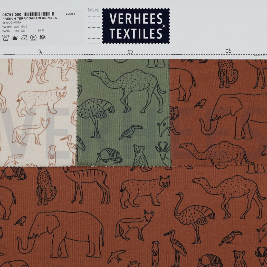 FRENCH TERRY SAFARI ANIMALS ALMOND #4