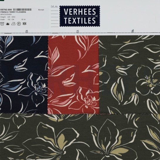 FRENCH TERRY FLEURS ROUGE KETCHUP #7